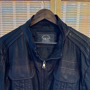 BKE Men's Dark Faux Stylish Leather Jacket